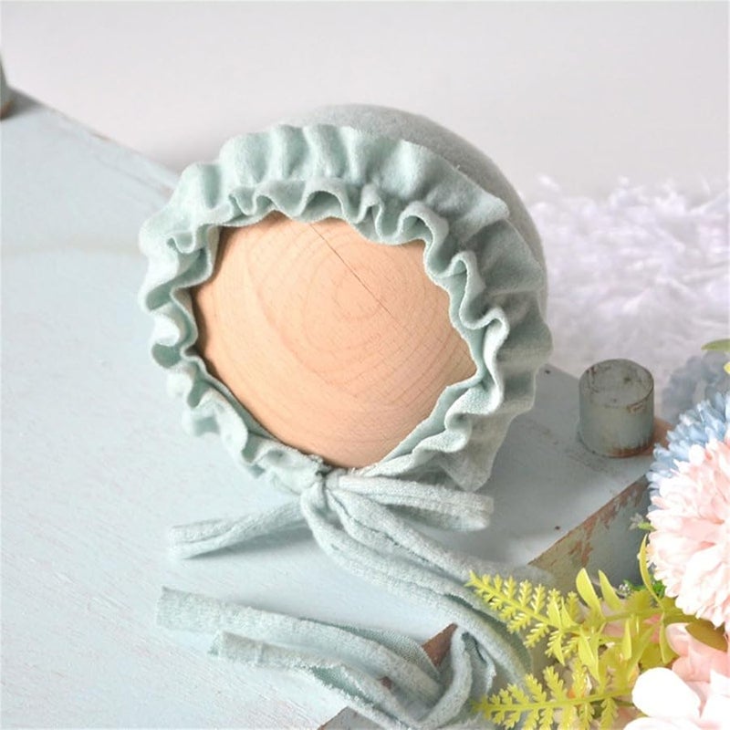 Green Baby Photography Hat Soft Spandex Lace Rope Tied Newborn Photoshoot - Image 3